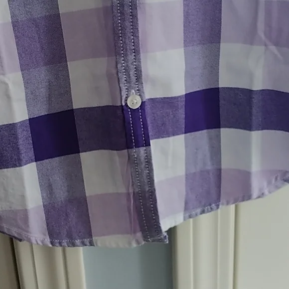 American Eagle Outfitters Classic Purple Plaid Button Front Shirt 8 - Picture 7 of 13